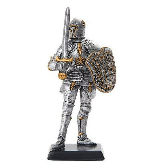 5 Inch Armored Medieval Knight with Shield and Sword Statue Figurine
