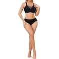thumbnail image 2 of INSPIRE CHIC Plus Size for Women's Mesh V-Neck Wirefree Seamless Soft Bras Full Coverage Minimizers S Black, 2 of 4