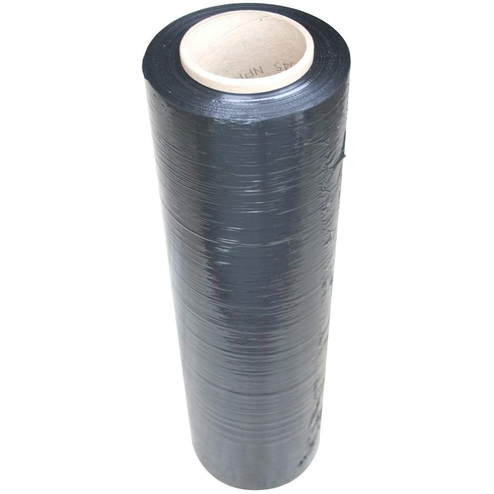 4 Rolls of Hand Stretch Film, Black 18" x 1500'Hand Stretch Wrap, 80 Gauge Thick. Excellent Tear