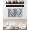 thumbnail image 3 of Blue Boho Kitchen Dish Towels for Drying Dishes Set of 2, Ethnic Geometric Middle Century Art Waffle Weave Microfiber Hand Tea Bathroom Towels Quick Dry & Absorbent Towel 15.7x23.6, 3 of 7