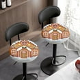thumbnail image 3 of Jeiento Christmas House Bar Stool Cover Round Chair Slipcover with Elastic Bands Stool Cushion Cover Circle for 12-14 Inch Chairs, 3 of 6