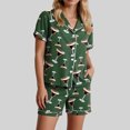 thumbnail image 6 of felwors Funny Graphic Pajamas for Women Set Button Down Short Sleeve Top and Shorts Pjs Sets Sleepwear XS-XXL Dark Green, S, 6 of 6