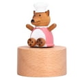 thumbnail image 5 of Mini caja de música tallada a mano, figura musical giratoria de madera, adorno con base redonda, abuela lobo, 5 of 5