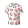 thumbnail image 4 of Uemuo Strawberry Pattern Cotton Linen Short Sleeve Shirts,Casual Lightweight Button Down Shirts,Vacation Beach Summer Tops-4X-Large, 4 of 7