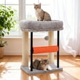thumbnail image 1 of Cat Tree Tower with Rolling Scratching Post, Spacious Plush Platforms, Fully Sisal-Wrapped Column and Plush Toy Ball, Sturdy Bed for Indoor Kittens, 18.9 inches, Light Gray MPJ010SW, 1 of 7