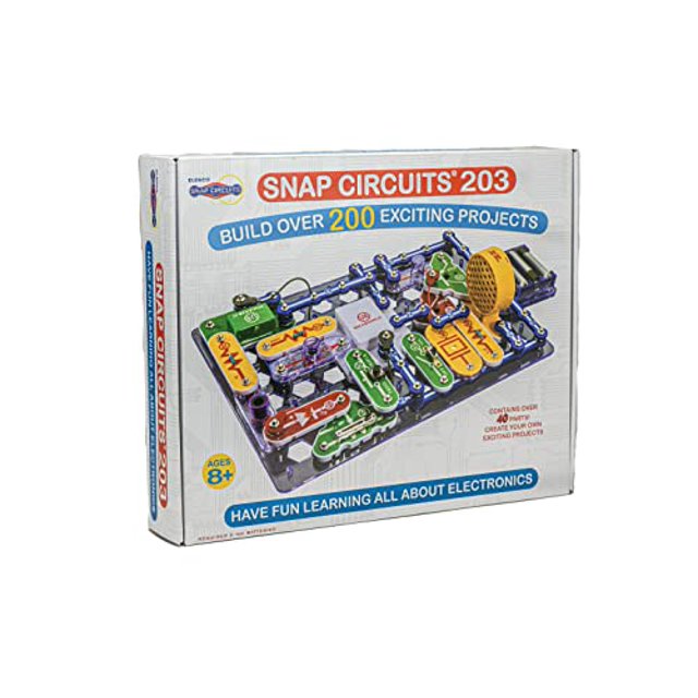 Snap Circuits 203 Trousse d'Exploration Électronique / Plus de 200 Projets STIM / Manuel de Projet 4 Couleurs / 42 Modules Snap / Plaisir Illimité
