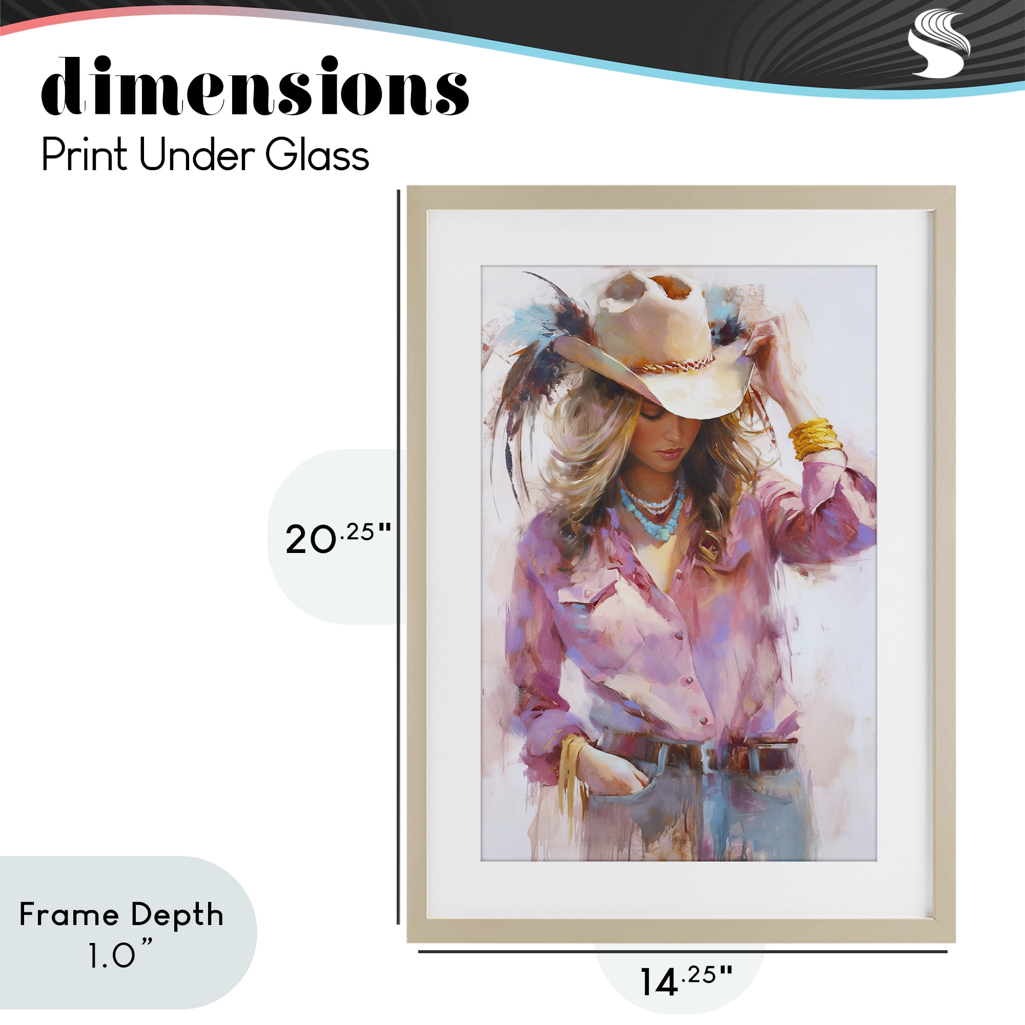 Stupell Industries Cowgirl Hat Reflections Birch Framed Print Under Glass, design by Tina LeCour