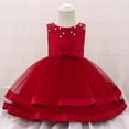 thumbnail image 2 of 4T Dresses For Toddler Girls Sleeveless Pageant Tutu Princess Dress Toddler Flower Wedding Birthday Party Gown Dresses Wine,12-18 Months, 2 of 5