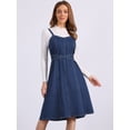 thumbnail image 2 of DARING DIVA Women's Casual Denim Overall Cross Back Belted Jean Dress XS Dark Blue, 2 of 6