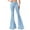 Light Blue, variant on Purple Candy Womens Juniors High Rise Button Nautical Sailor Flares (Medium Blue, X-Large)