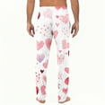 thumbnail image 3 of Fgvctg Valentine's Day Men's Pajamas Fashion Love Heart Graphic Wide Leg Pajama Sleepwear High Waisted Pj Pants Oversized Fall Spring Drawstring Lounge Pants with Pockets White 3XL, 3 of 5