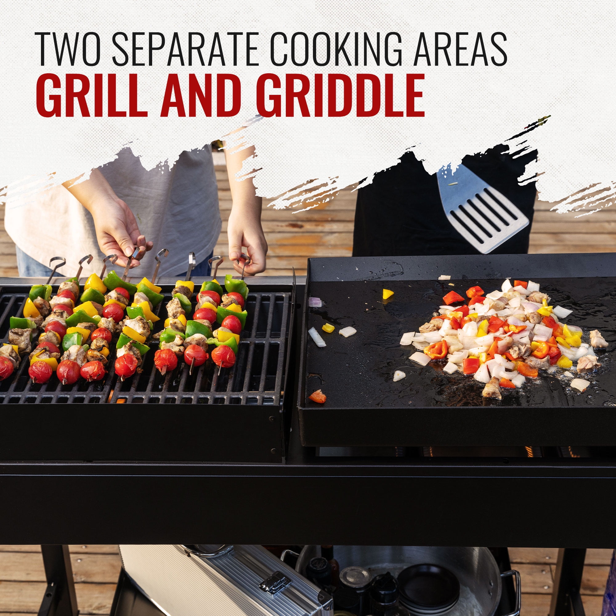 Royal Gourmet GD403 4-Burner Portable Flat Top Gas Grill and Griddle Combo Grill with Folding Legs