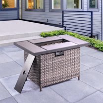 Ovios Outdoor Wicker Propane Fire Pit Table 42-Inch 50,000 BTU Flame ...
