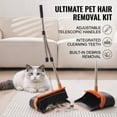 thumbnail image 4 of Heavy Duty Broom and Dustpan Set, Upright Standing Dustpan with Self-Cleaning Teeth, Long Handle for Home & Office, Black/Orange, 4 of 5