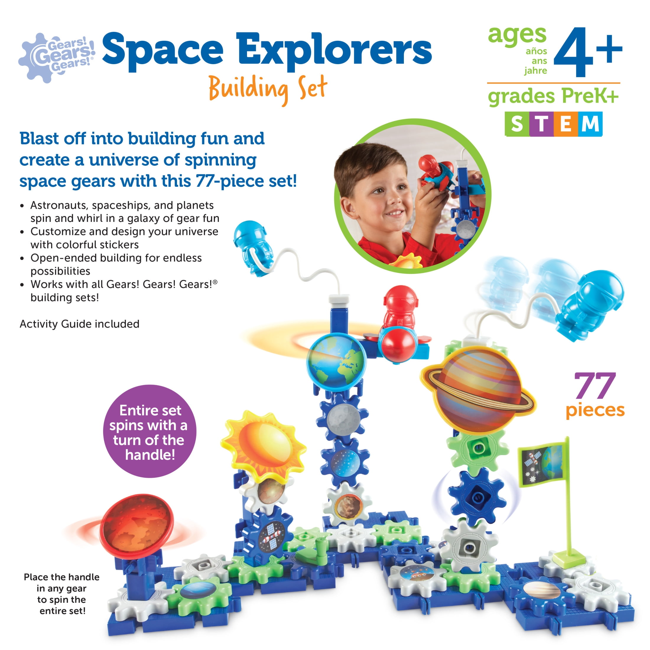 Learning Resources Gears! Gears! Gears! Space Explorers Building Set, Space Toys for Kids, Ages 4+
