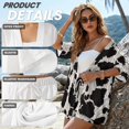 thumbnail image 6 of Xoenoiee Cow Zebra Striped Print Women's Summer 2 Piece Outfits Open Front Half Sleeve Kimono and Shorts Set Casual Loungewear Beachwear for Beach Vacation Camping, M, 6 of 7