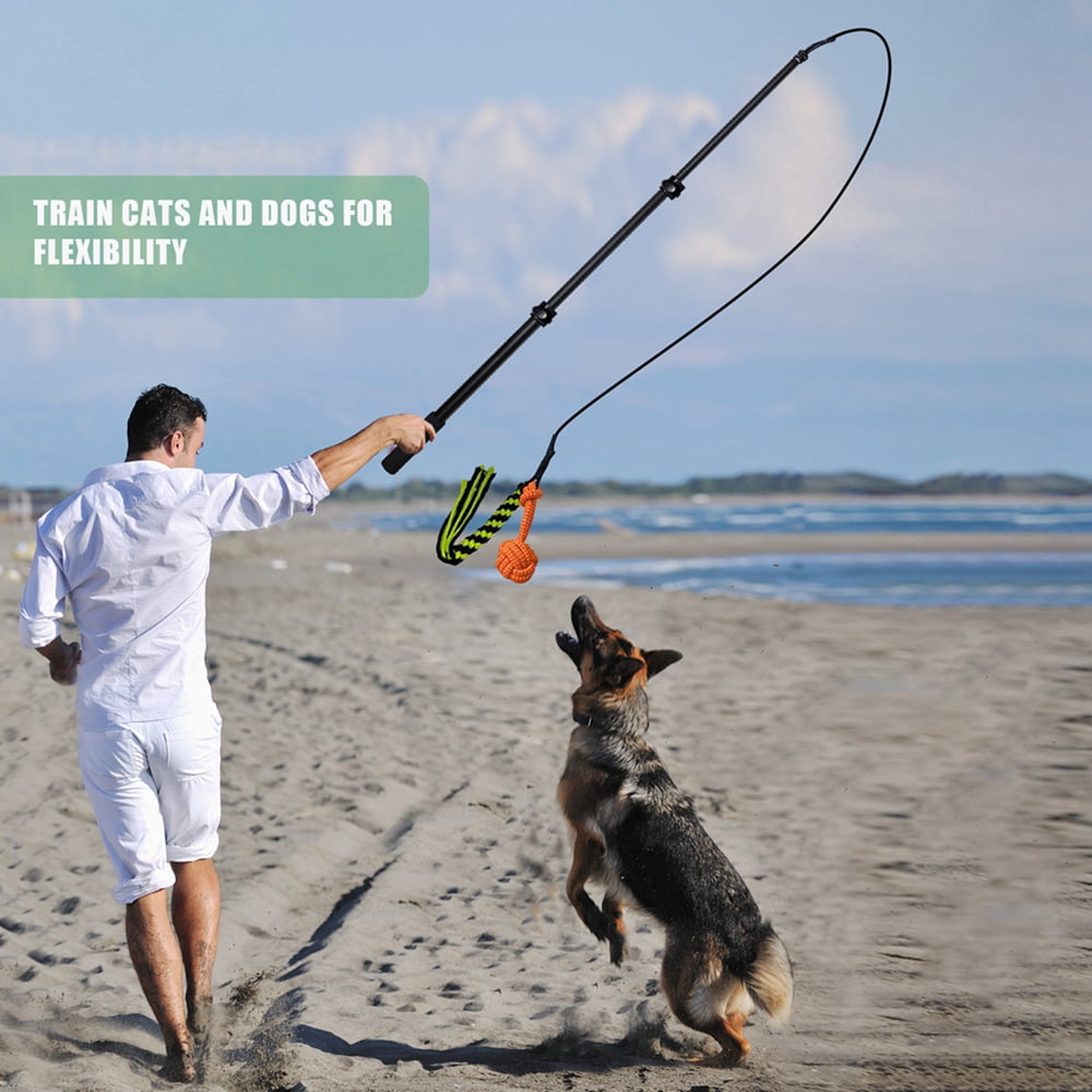 Retractable Pole Dog Chew Toy,Dog Teeth Grinding Toy,Pet Plush Toys Bite-resistant Durable Interactive Pet Toys Flirt Pole for Dogs Teaser Wand with Plush Refill Dog Toy