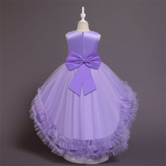 Gubotare Dresses For Girls Kids Toddler/Girls Short Sleeve Casual A-Line Twirly Skater Dress for School Party,Purple 3-4 Years