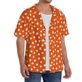 thumbnail image 2 of Balery Dots On Orange Background Camisa Casual de Manga Corta con Botones para Hombre, Texturizada, Estilo Cubano, para Playa, Verano-Medium, 2 of 5