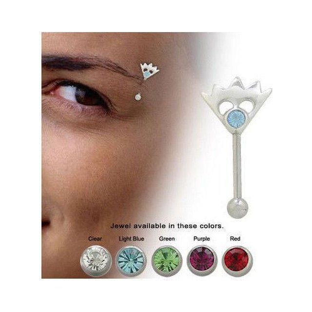 BodyJewelryOnline Straight Barbell 16G Eyebrow Ring with Unique Design and CZ Gem