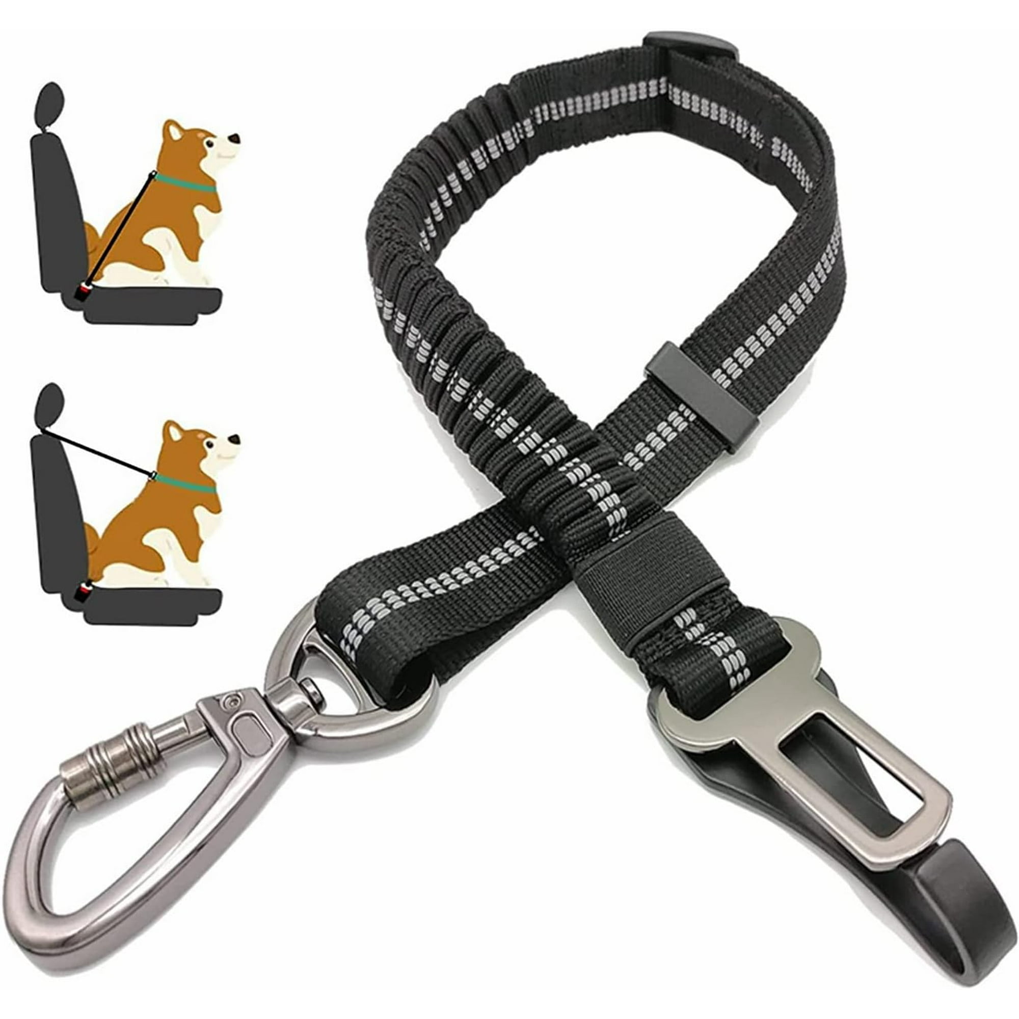 Dog Seat Belt Adjustable Dog Seatbelt for Car 3 in 1 Dog Safety Belt Leash Reflective Bungee Dog Car Seat Belt with Hook Buckle