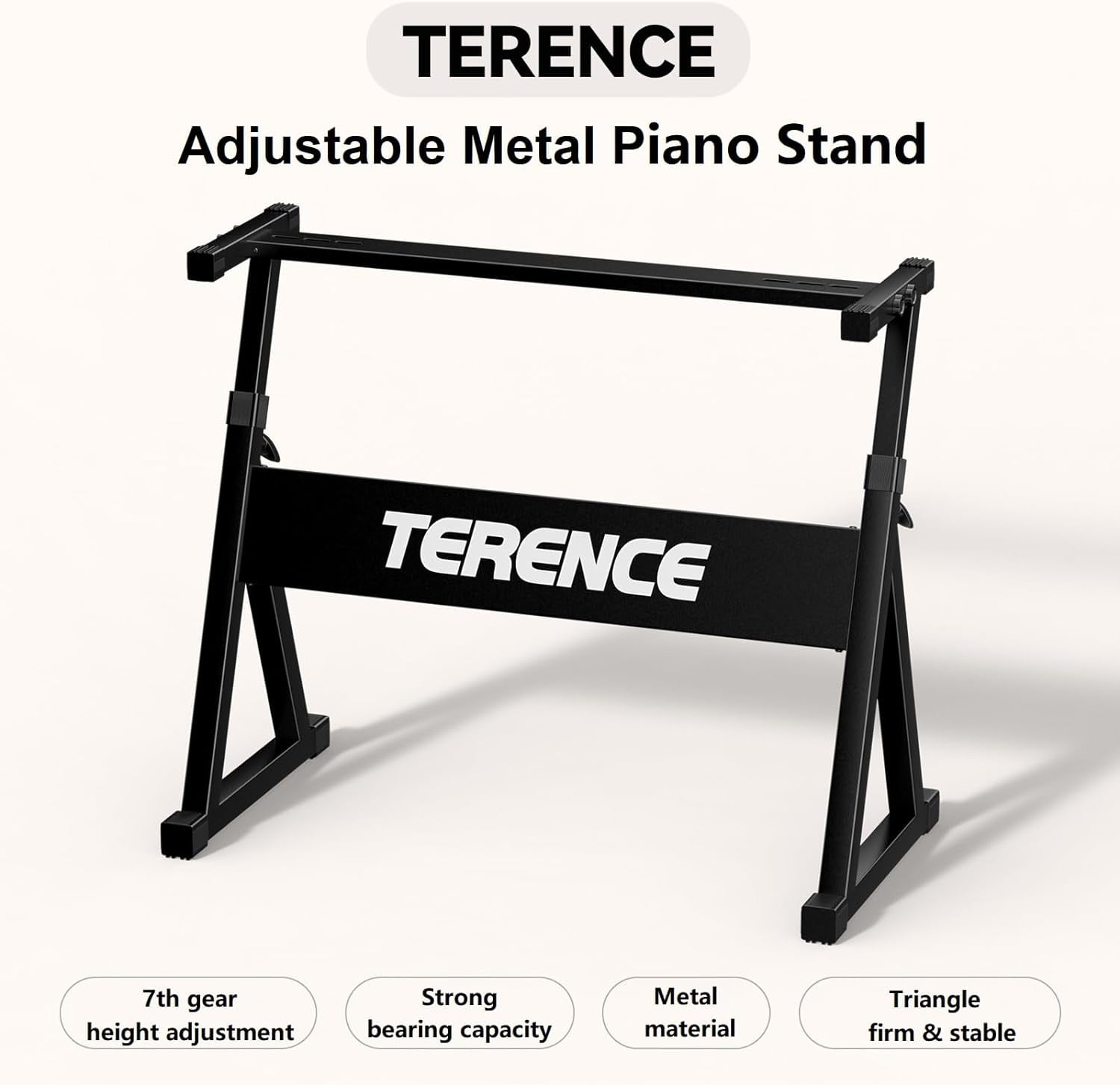 Terence Piano Keyboard Stand, Stable Adjustable Z-Style, Anti-Slip