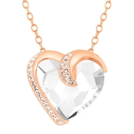 Luminesse Heart Necklace with Swarovski Crystals in 18kt Rose Gold-Plated Sterling Silver