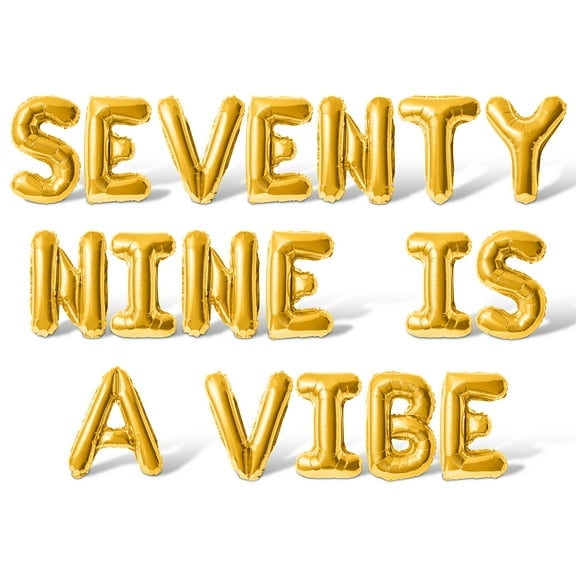 Letter Balloons - SEVENTY NINE IS A VIBE 16" Inch Alphabet Letters Foil Mylar Balloon 79th Birthday Party Banner (Gold)