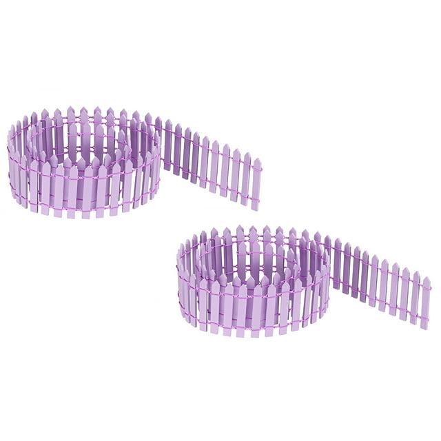 Unique Bargains Miniature Garden Fence, 35 Inch Long Decorative Picket Fence, Light Purple 2Pack