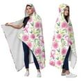thumbnail image 2 of Wearable Blanket,Pink Breast Cancer and Pioneer Flower Hooded Wearable Sherpa Blanket for Adults & Teens,Winter Poncho Shawl Wrap Cape Thick Warm,50"x60", 2 of 5
