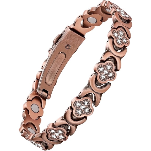 Wollet Fashion Copper Magnetic Bracelet for Women with Crystal – Pure Copper Jewelry with Neodymium Magnets