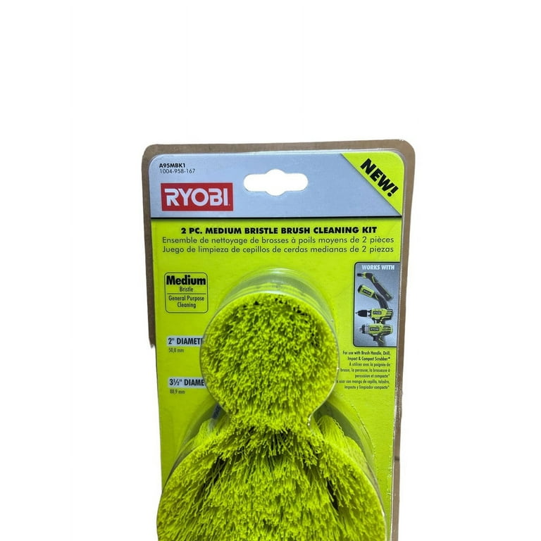 Ryobi Medium Bristle Brush Multi-Purpose Cleaning Accessory Kit, 2-Piece
