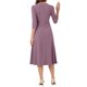 thumbnail image 3 of Vestido de trabajo para mujeres INSPIRE CHIC, corte A, mangas 3/4, vestido midi elegante, púrpura gris L, 3 of 6