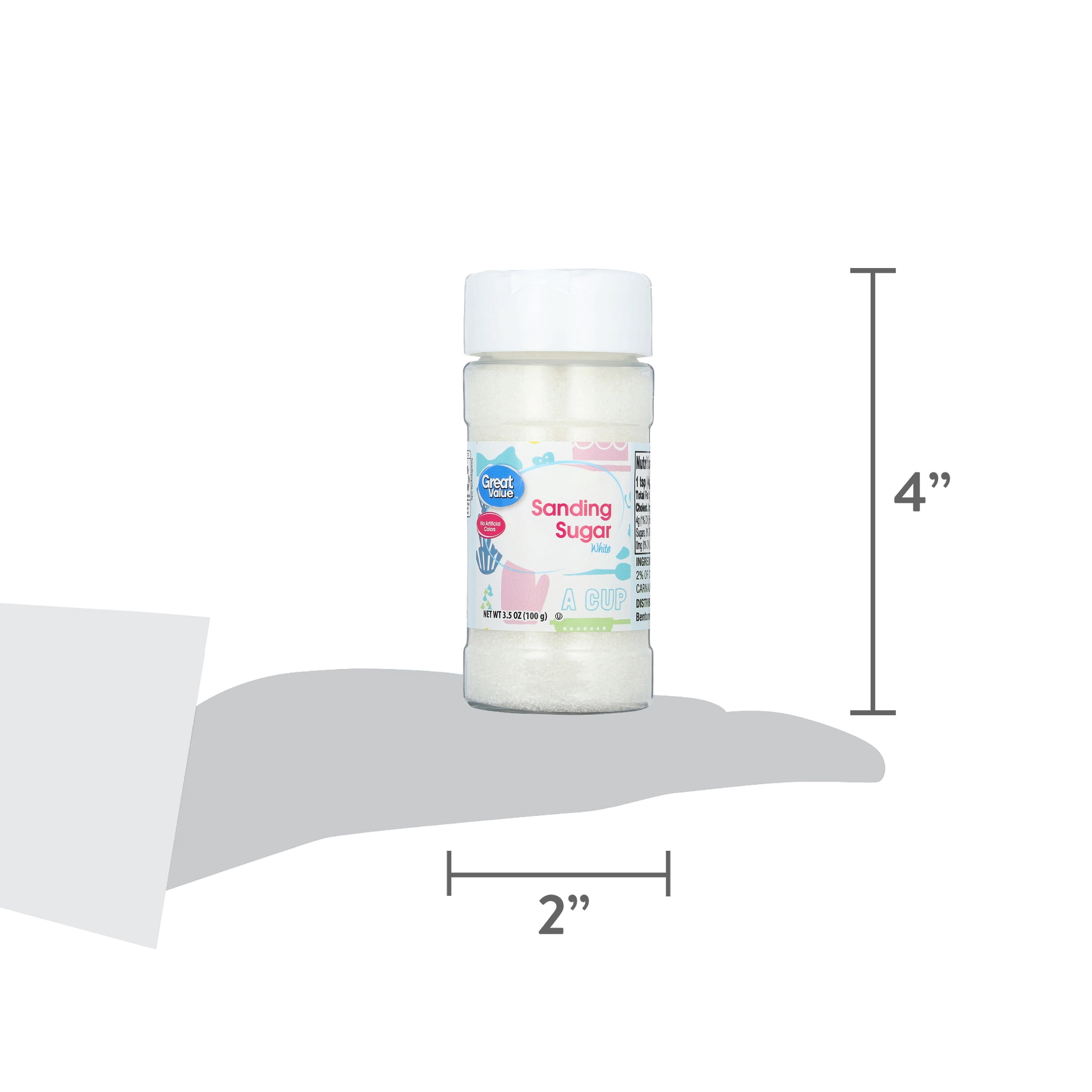 Great Value Sanding Sugar, White, 3.5 oz