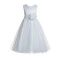 thumbnail image 2 of Ekidsbridal White V-Back Lace Edge Junior Flower Girl Dress First Communion Holy Baptism Pageant Gown 183T 4, 2 of 3