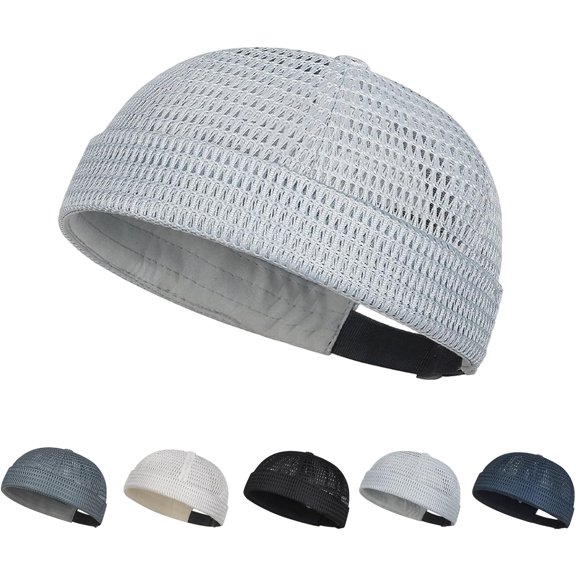 Men's Breathable Brimless Hat, Brimless Hats for Men, Adjustable Breathable Mesh Cap