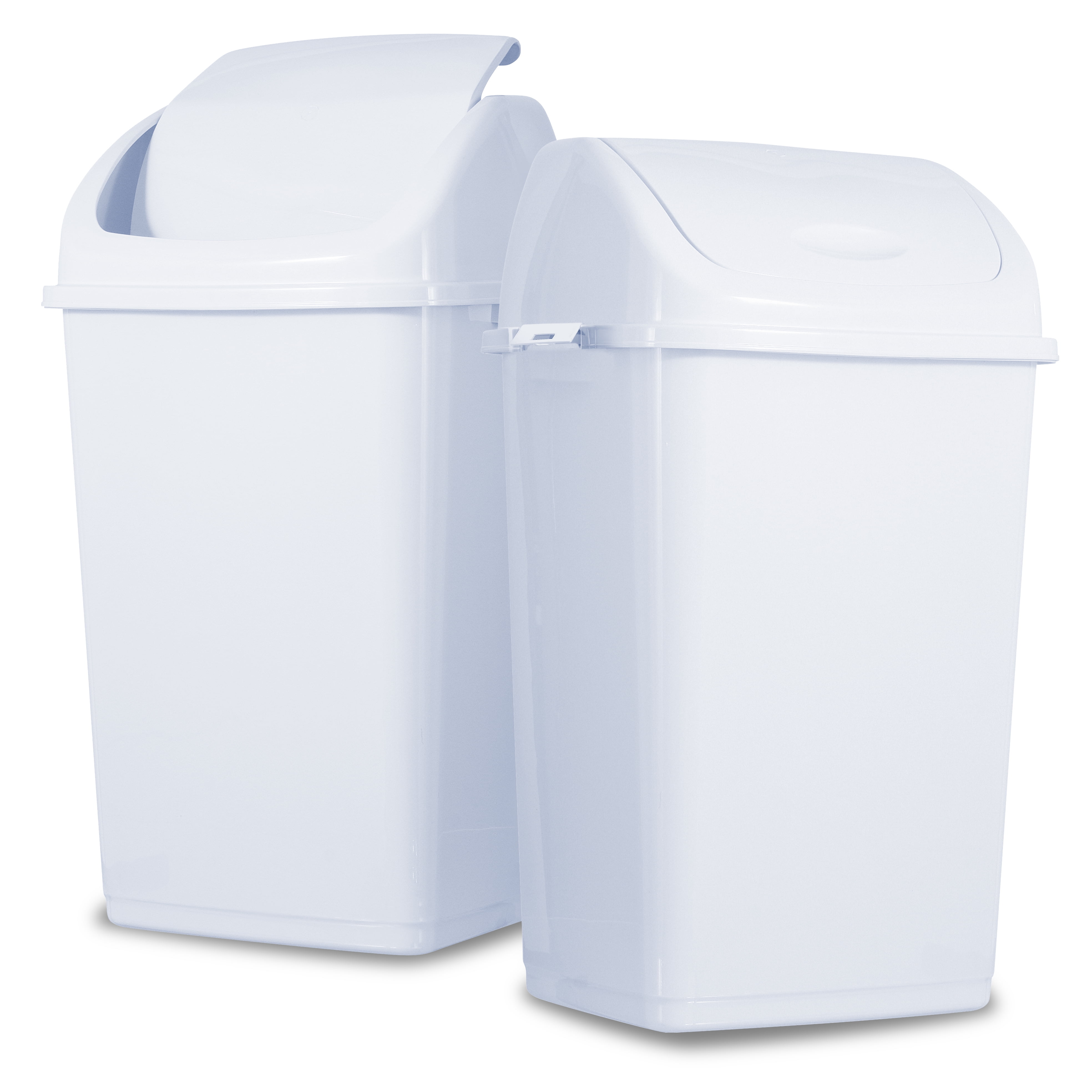 Superio Large Kitchen Trash Can 13 Gallon White 2 Pack Swing Top Trash