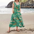 thumbnail image 4 of Ovticza Vacation Dresses Petite Womens Boho Sleeveless Plus Size Maxi Dresses Floral Tank Long Dress Shoes for Women Flowy Cotton Linen Sundresses for Women Plus with Pockets Green M, 4 of 7