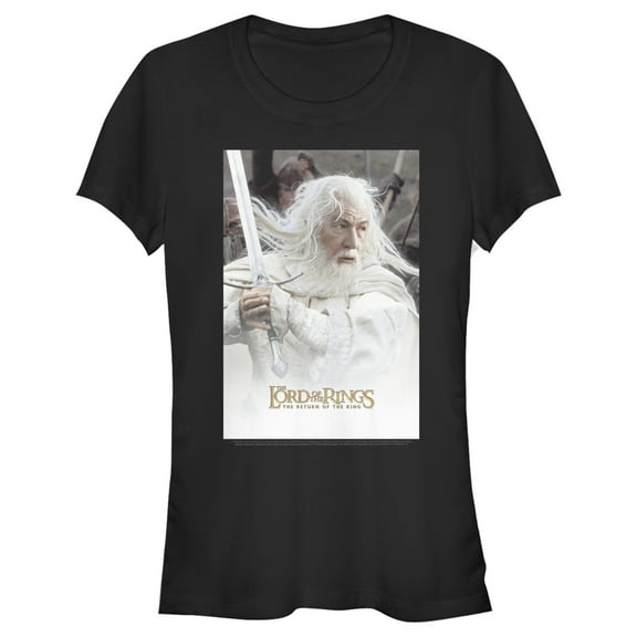 Junior's The Lord of the Rings Return of the King Gandalf Movie Poster  Graphic Tee Black Medium