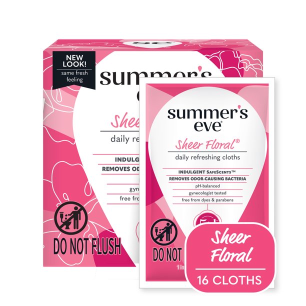 Summer's Eve Sheer Floral Daily Feminine Wipes, Removes Odor, pH
