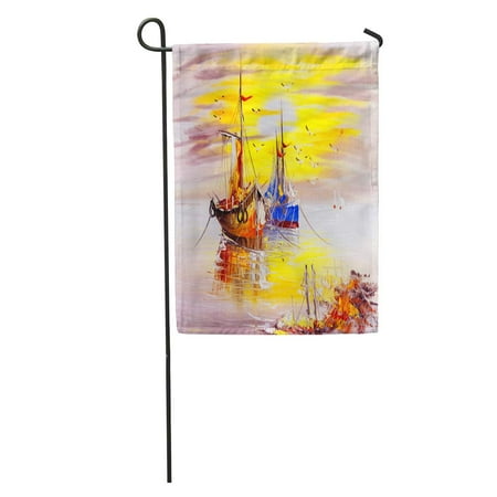 KDAGR Watercolor Abstract Oil Painting Venice Italy Colorful Boat Creative Landscape Garden Flag Decorative Flag House Banner 12x18 inch
