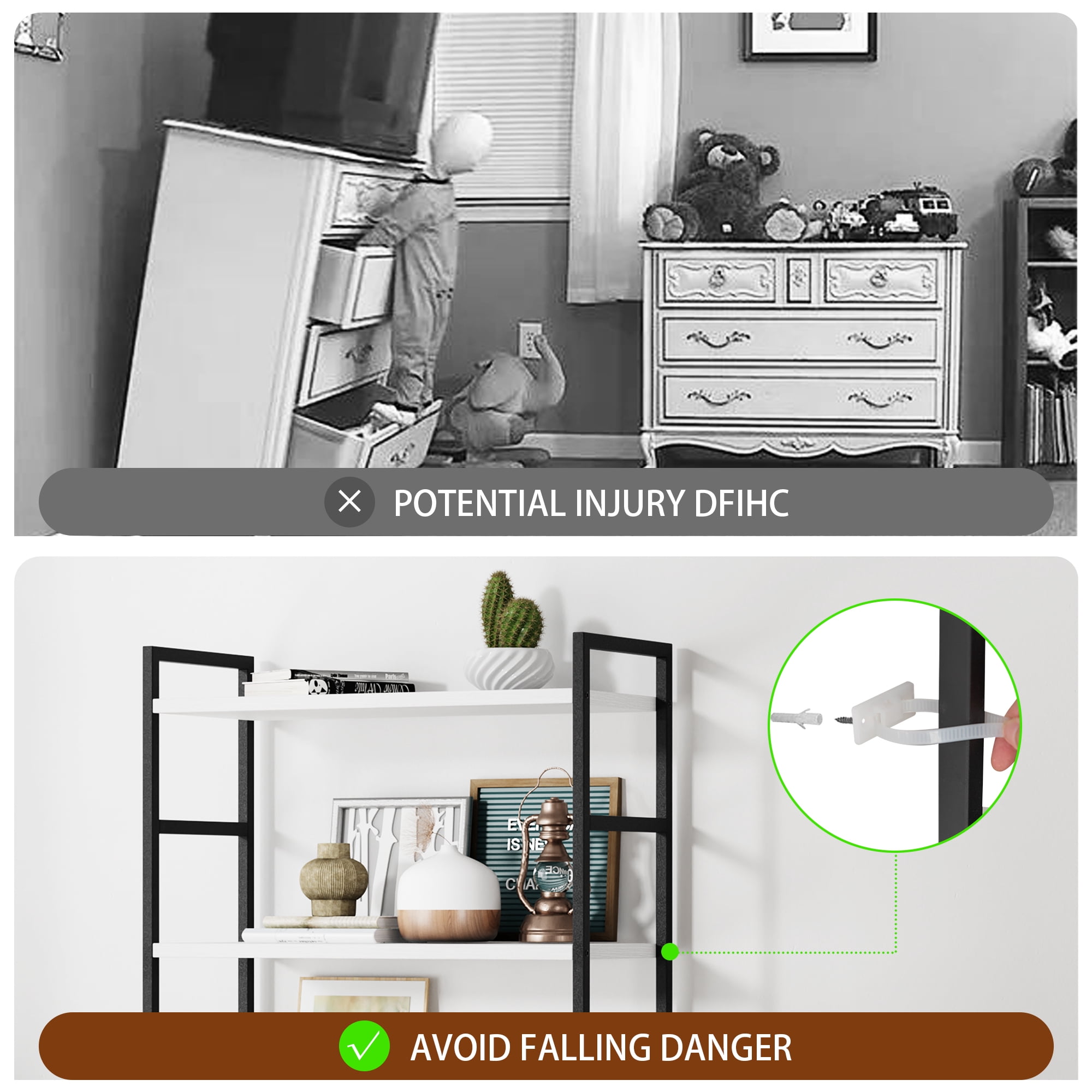 Walsunny Bookshelves Wooden Bookcases 5 Tiers H-Shaped Bookshelf with 5 Open Display Shelves White