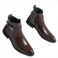 thumbnail image 2 of Aueoeo Chelseas Ankle Boots for Men P-U Leather Casual and Formal Dress Boot With Zipper Brown, 2 of 5