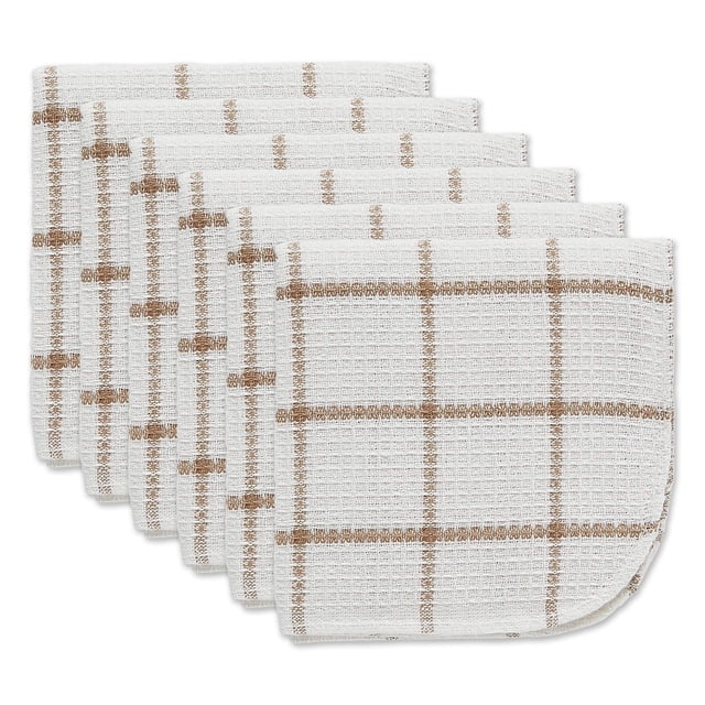 Set de Paños de Cocina DII 30x30 cm Blanco con Raya Piedra 6 Piezas