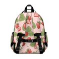 thumbnail image 3 of Strawberry and Leaf Pink Pattern Cute School Backpack Bag for School with Padded Back and Adjustable Shoulder Straps 15.25"x11.5"x5.25", 3 of 5