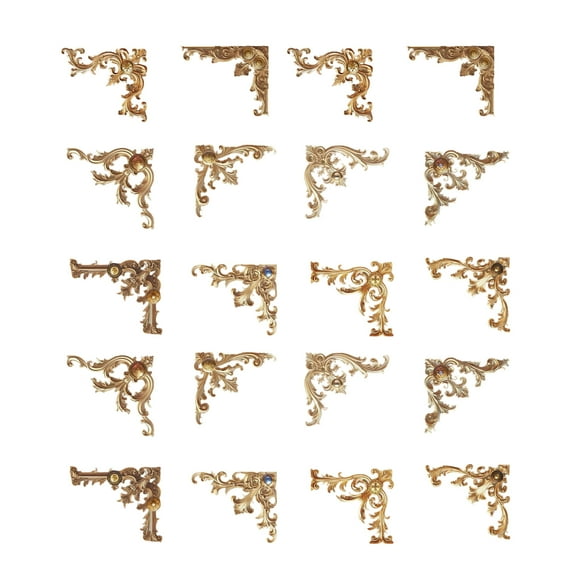 20Pieces Vintage Decorative Sticker Hollowed Embossed Corner Sticker for Scrapbooking Photo Album Journal Decoration