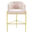 thumbnail image 4 of Tufted Bar Stool Chair Barstool, Set of 2, Velvet, Metal Steel, Pink, Modern Contemporary Urban Design, Bar Pub Cafe Bistro Hotel Restaurant Hospitality, 4 of 9