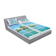 thumbnail image 2 of Ambesonne Ocean Fitted Sheet & Pillow Sham Set, Idyllic View from Window, Full, Pink Blue, 2 of 2
