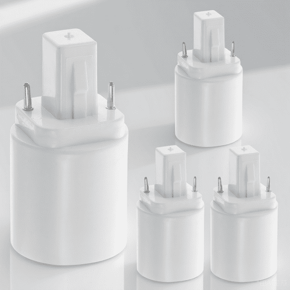 Luxshiny 4-Pack G24D to E27 2 Light Bulb Base Adapter White Copper Nickel Plated for LED and Filament Light Fixtures