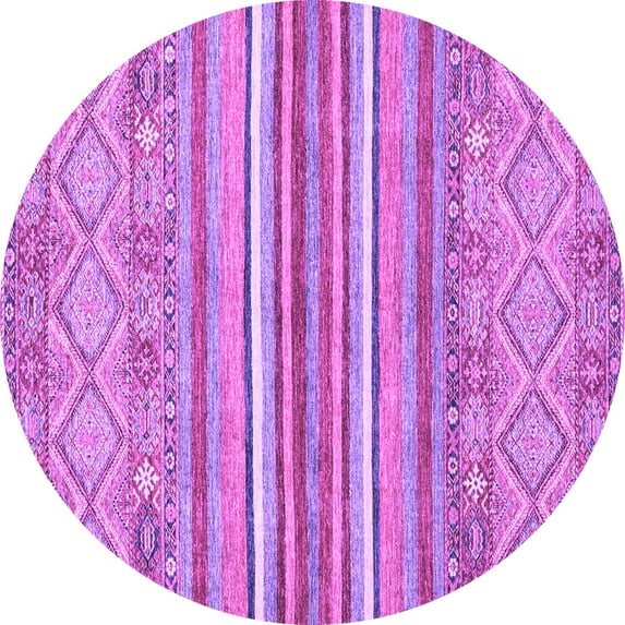 Ahgly Company Indoor Round Abstract Purple Modern Area Rugs, 3' Round